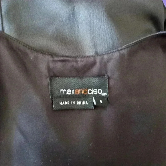 Max & Cleo Black Charmeuse Pleated Sleeveless Party Dress Dress W/ Pockets - Picture 8 of 8